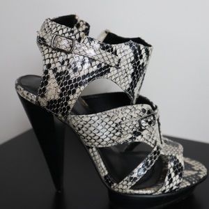 Black and White Snakeskin Heels